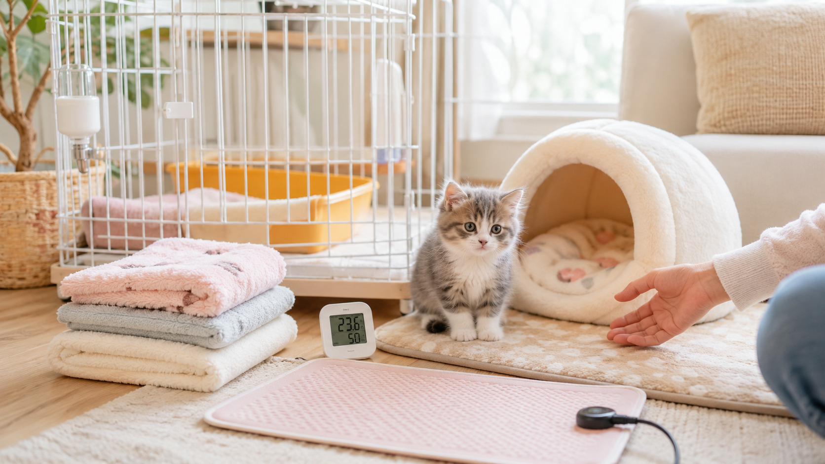 子猫を迎える前に整えた安全なケージと寝床