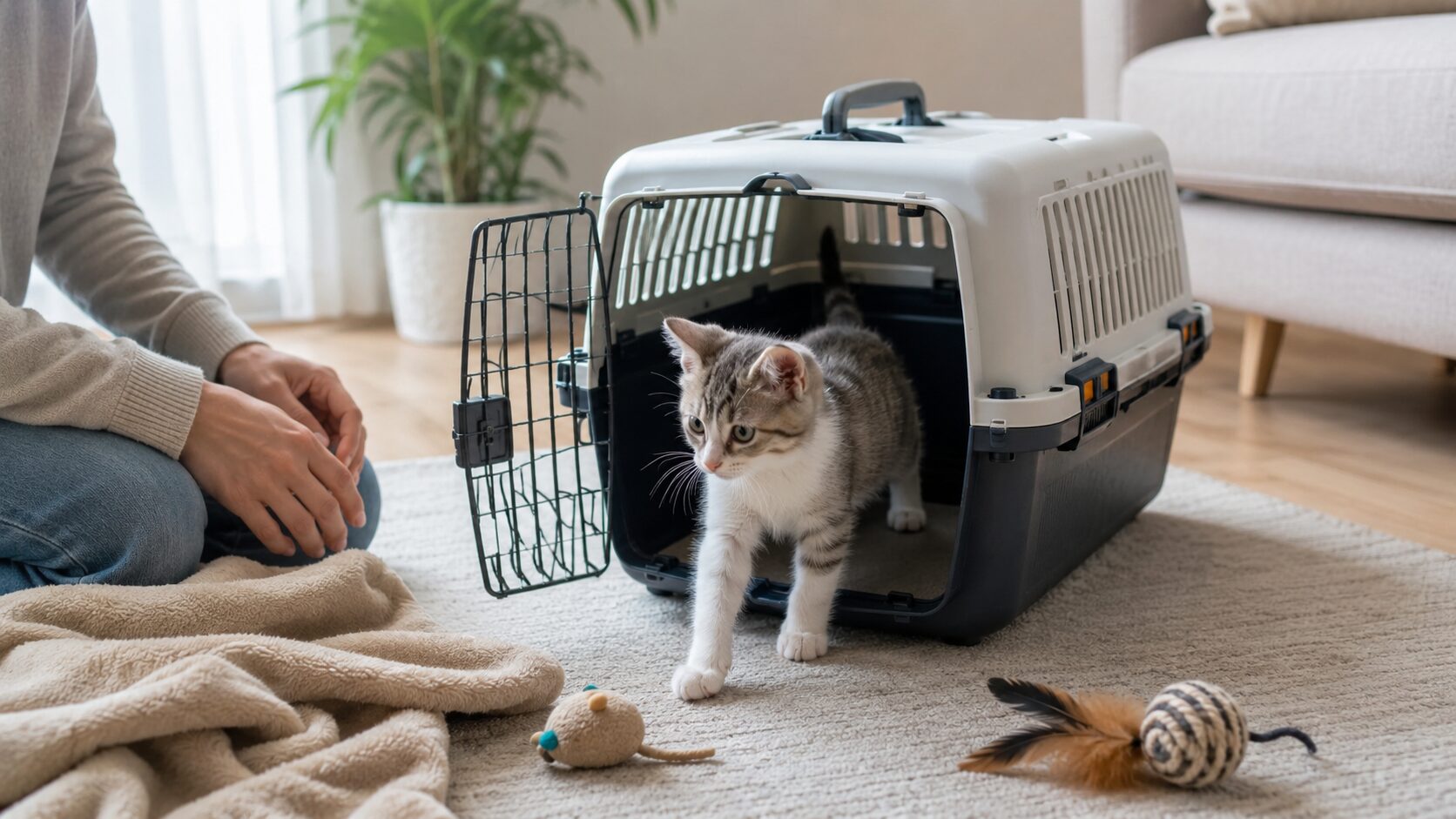 子猫のキャリー慣らしと通院準備の様子